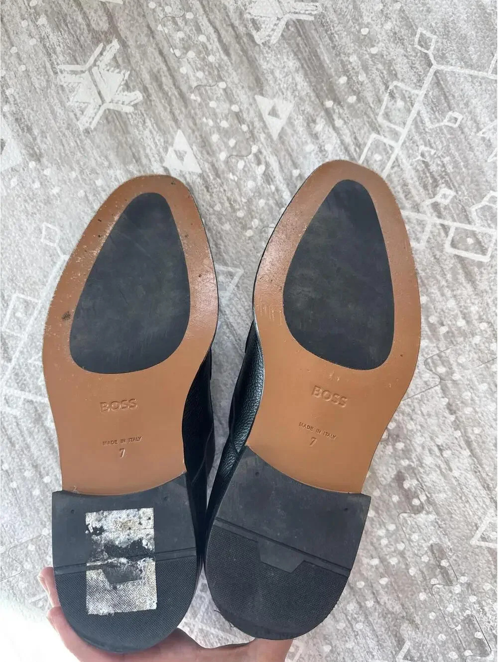 BOSS Black Leather Double Monk Strap Dress Shoes Size 7